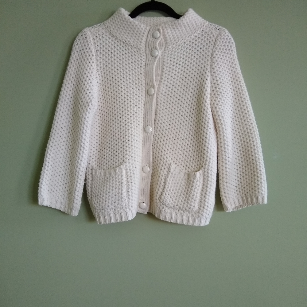 Talbots Cream Chunky Knit Swing Sweater Cardigan/Jacket Chunky Buttons